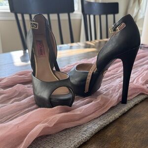 Betsey Johnson Black Peep-Toe Heels